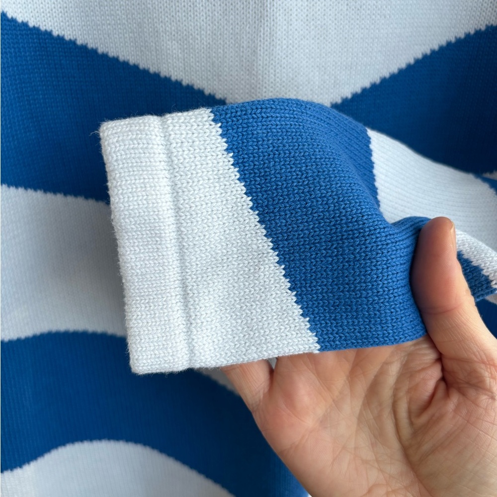 100% cotton sweater size small blue white crew neck - Picture 5 of 7